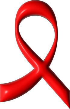 Red ribbon 3D AIDS symbol png image