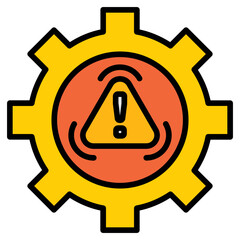 crisis management icon with gear and exclamation mark