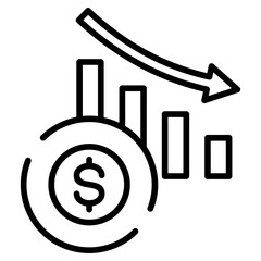 monetary crisis with down chart and dollar symbol