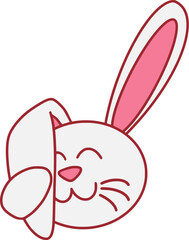 Easter Day Bunny Flat Hand Drawn Illustration