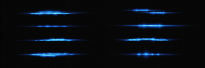 Motion light effect for banners. Blue lines. The effect of speed on a blue background. lines of light, speed and movement. Vector lens flare.