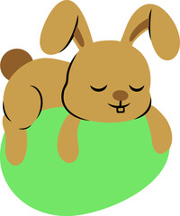 Easter Day Bunny with Egg Flat Hand Drawn Illustration