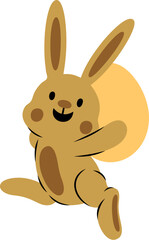Easter Day Bunny with Egg Flat Hand Drawn Illustration
