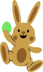 Easter Day Bunny with Egg Flat Hand Drawn Illustration