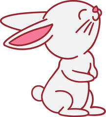 Easter Day Bunny Flat Hand Drawn Illustration