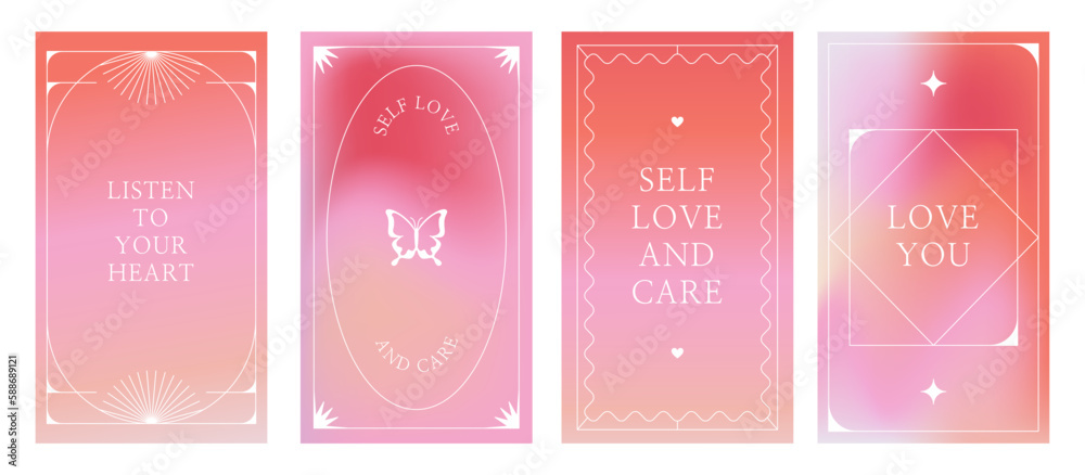 Fototapete vector set of design elements and illustrations in simple minimalist linear style - self care and lo