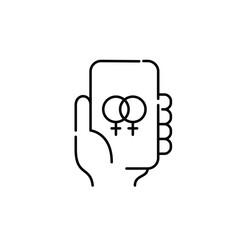 Dating app for homosexual couples. Gay people match. Pixel perfect, editable stroke icon