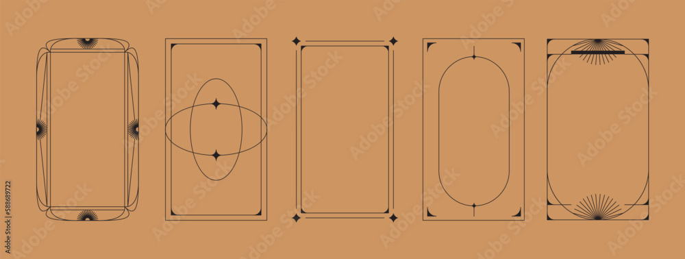 Poster Vector set of design elements and illustrations in simple linear style - boho arch logo design elements and frames for social media stories and posts