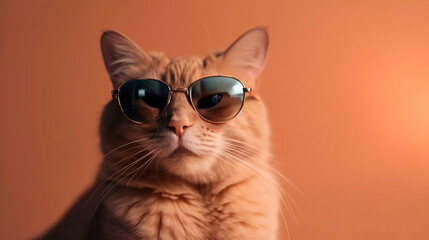 Funny cat wearing glasses. AI