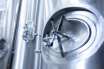 factory tank valve. beer manufacturing background technology
