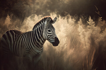Fototapeta na wymiar Zebra elegance in the wild. Generative AI