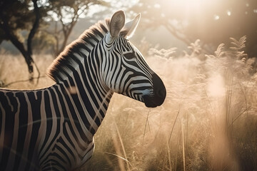 Fototapeta na wymiar Zebra elegance in the wild. Generative AI