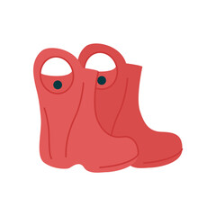 Children's rubber boots on thick corrugated soles, icon isolated on white background, vector cartoon illustration in flat style