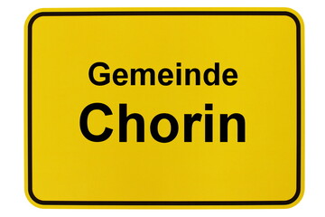 Illustration eines Ortsschildes der Gemeinde Chorin in Brandenburg