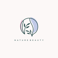 Nature logo design beauty Premium Vector