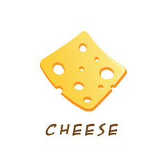 Flat vector illustration of a piece of cheese