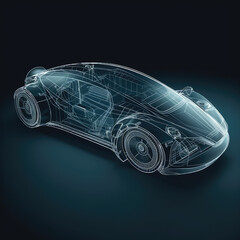 Naklejka premium sports car, construction design, futuristic concept car, vintage, AI generated,