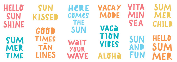 Summer lettering quotes isolated on white background for stickers, prints, cards, planners, posters, sublimation, etc. EPS 10 © Натали Осипова