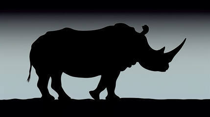 illustrated silhouette of a rhinoceros on a light background, generated by AI
