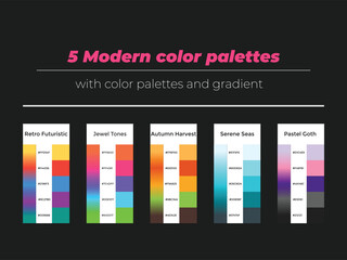 5 modern color palettes  with color and gradient 