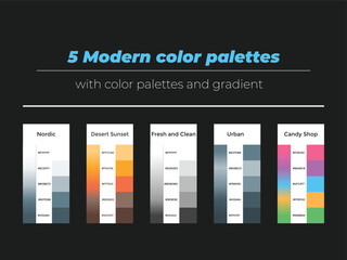 5 modern color palettes  with color and gradient 