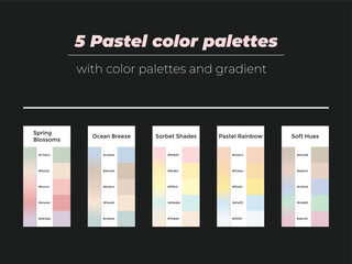 5 Pastel color palettes with color and gradient 