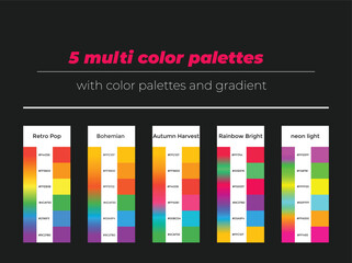 5 multi-color palettes with color and gradient 