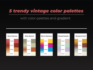 5 trendy vintage color palettes with color and gradient 