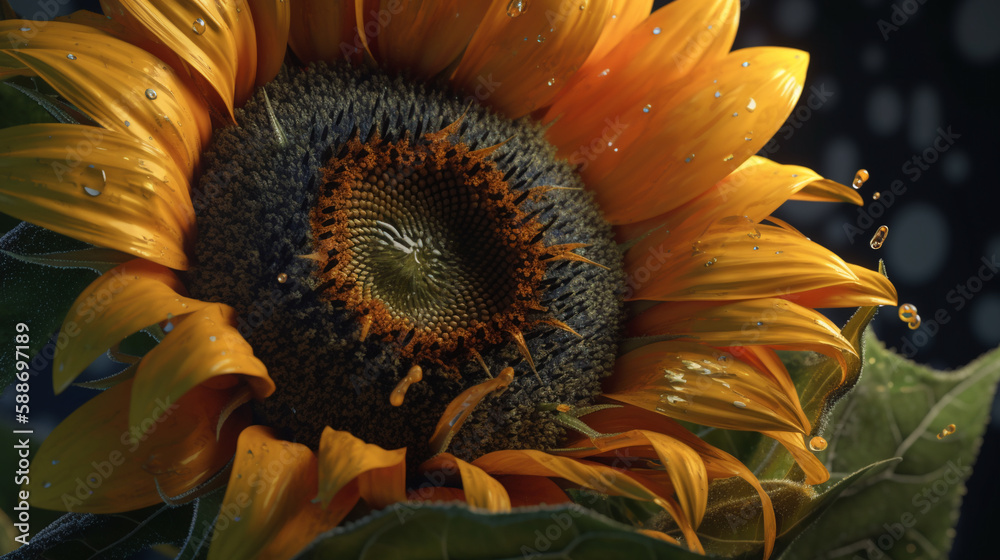 Wall mural close up of sunflower, ai