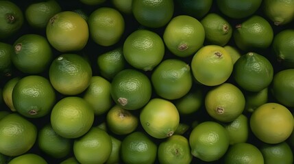 Fresh ripe green limes background illustration. Generative AI