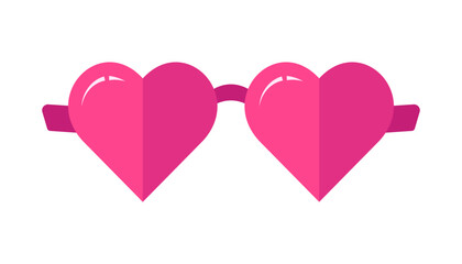 Pink Heart Glasses Isolated Vector Illustration