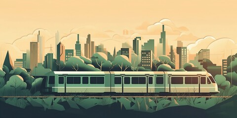 Eco-Friendly Travel: Choosing Responsible Train Travel Illustration, AI Generated