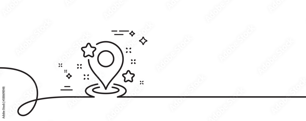 Poster pin line icon. continuous one line with curl. map place marker sign. destination pointer symbol. pin