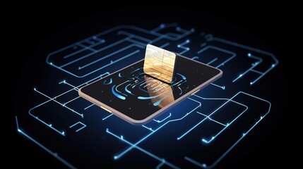 New mobile communication technologies. Mobile sim card and network technology concept. Wireless mobile phone.