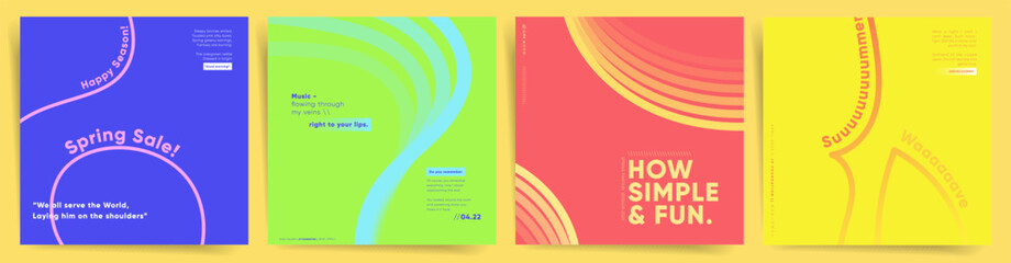 Abstract square covers, posters or post template concept in modern minimal style for corporate identity, book cover, event social media promo. Modern cover design layout with geometric line art.