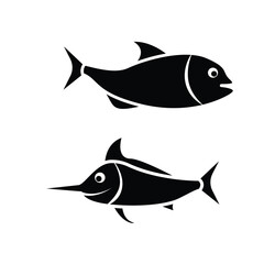 fish, icon, vector, design, template, illustrasi, logo, flat, style, trendy, collection