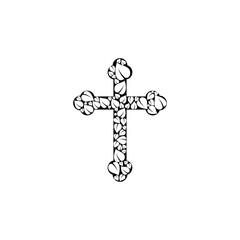 Christian cross with leaf icon isolated on transparent background