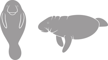 Manatee logo. Isolated manatee on white background