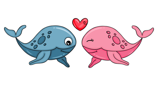 Funny couple of whales with heart © soniagoncalves