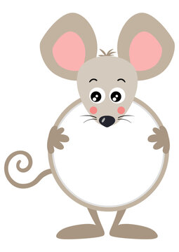 Cute mouse with circle blank sign