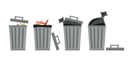 Set of metal trash cans