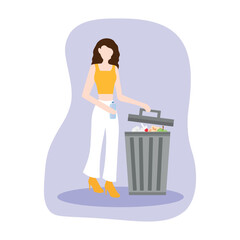 Woman throwing out the trash