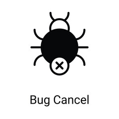 Bug Cancel Icon Design. Suitable for Web Page, Mobile App, UI, UX and GUI design.