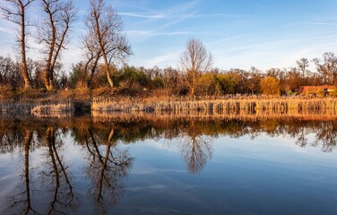 Obraz premium Reflections at the lake in the natural park