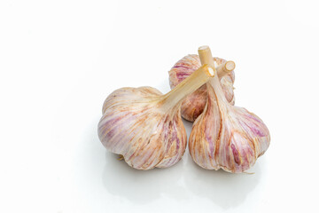 Garlic. Garlic heads close-up on white background