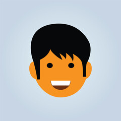 young man smiling head character