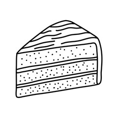 Hand drawing slice cake. Vintage illustration. Element for the design of labels, packaging and postcards.