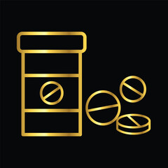 gold medicine bottle, icon, vector, design, template, illustrasi, logo, flat, style, trendy, collection