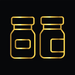 gold medicine bottle, icon, vector, design, template, illustrasi, logo, flat, style, trendy, collection