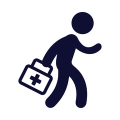 doctor, first aid, bag, treatment, doctor with first aid bag icon
